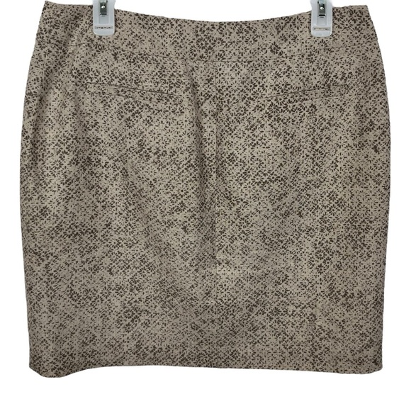 Ann Taylor LOFT 100% Linen Pencil Skirt Taupe Beige Print – Size 8 - Picture 2 of 9